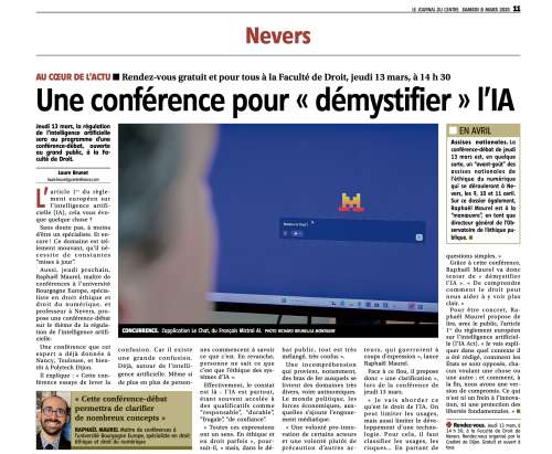 Photo de l'article : Article du Journal du Centre (Nevers), 8 mars 2025