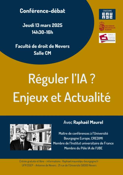 Photo de l'article : Conférence - Réguler l’IA ? Enjeux et Actualité