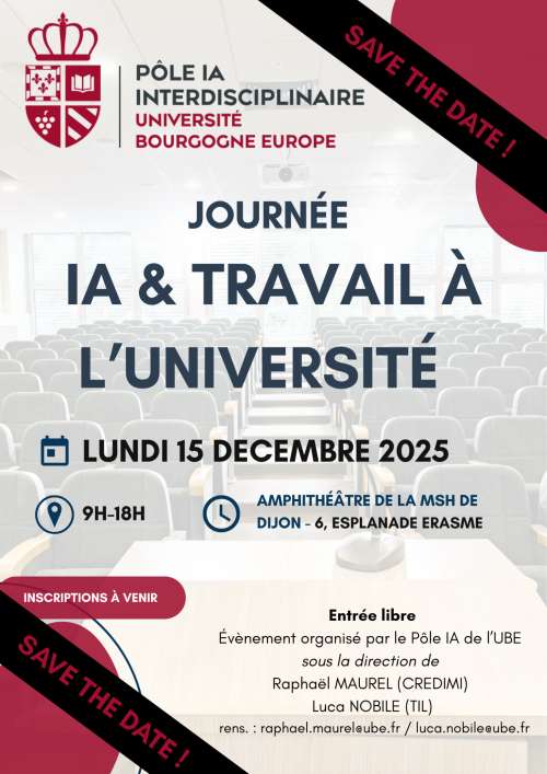 Photo de l'article : 15 décembre - Journée IA & Travail à l'Université à l'Université Bourgogne Europe (Dijon)