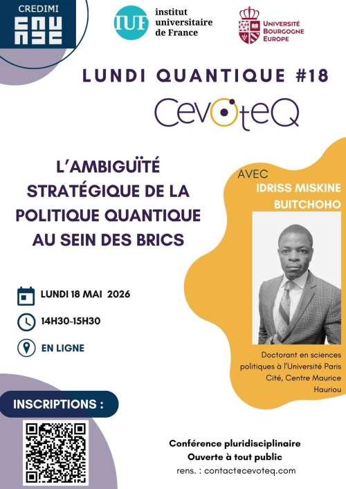 Photo de l'article : 18 mai 2026 - Lundi Quantique #18 avec Idriss Miskine Buitchoho (en ligne)