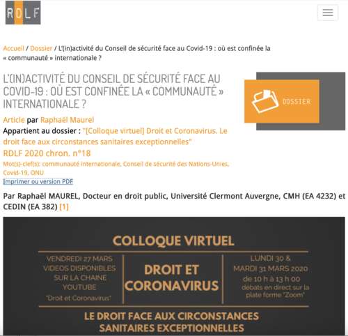 Photo de l'article : L’(in)activité du Conseil de sécurité face au Covid-19 : où est confinée la 'communauté' internationale ?