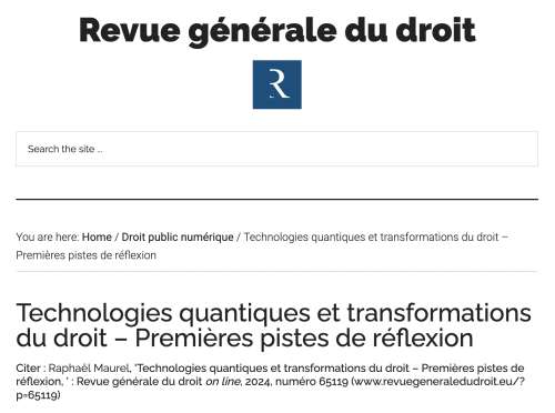 Photo de l'article : Technologies quantiques et transformations du droit. Premières pistes de réflexion